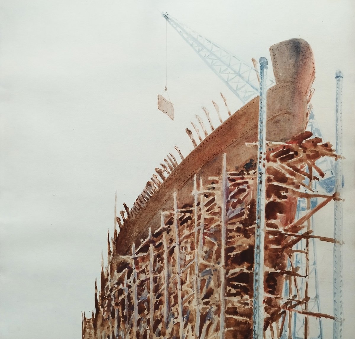 Lascroux, G.e. La Ciotat Shipyard, Marseille, Watercolor, 1941-photo-1