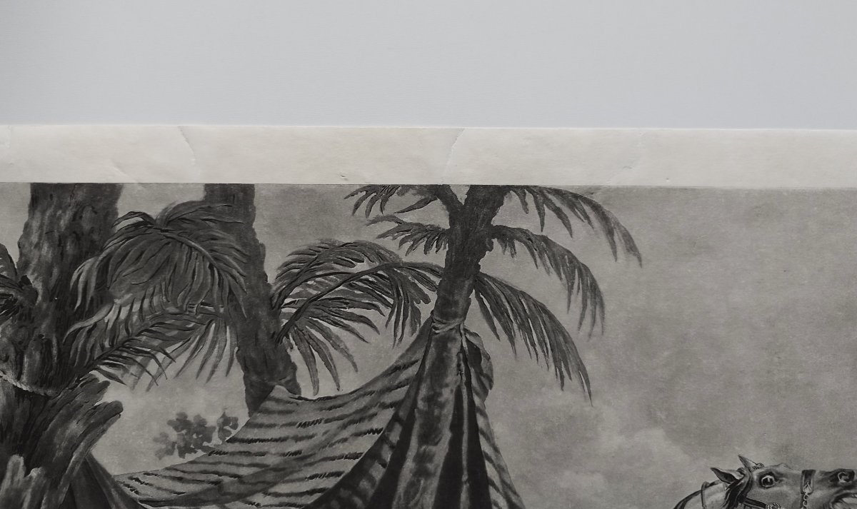 Cheval Arabe Gravure Orientaliste aquatinte d'Après Vernet 19ème-photo-3