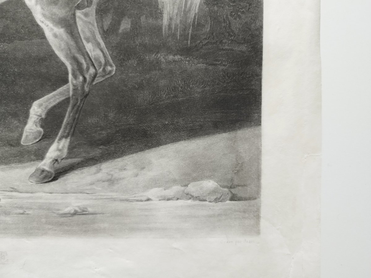 Cheval Arabe Turc Gravure Orientaliste d'Après Vernet 19ème-photo-2