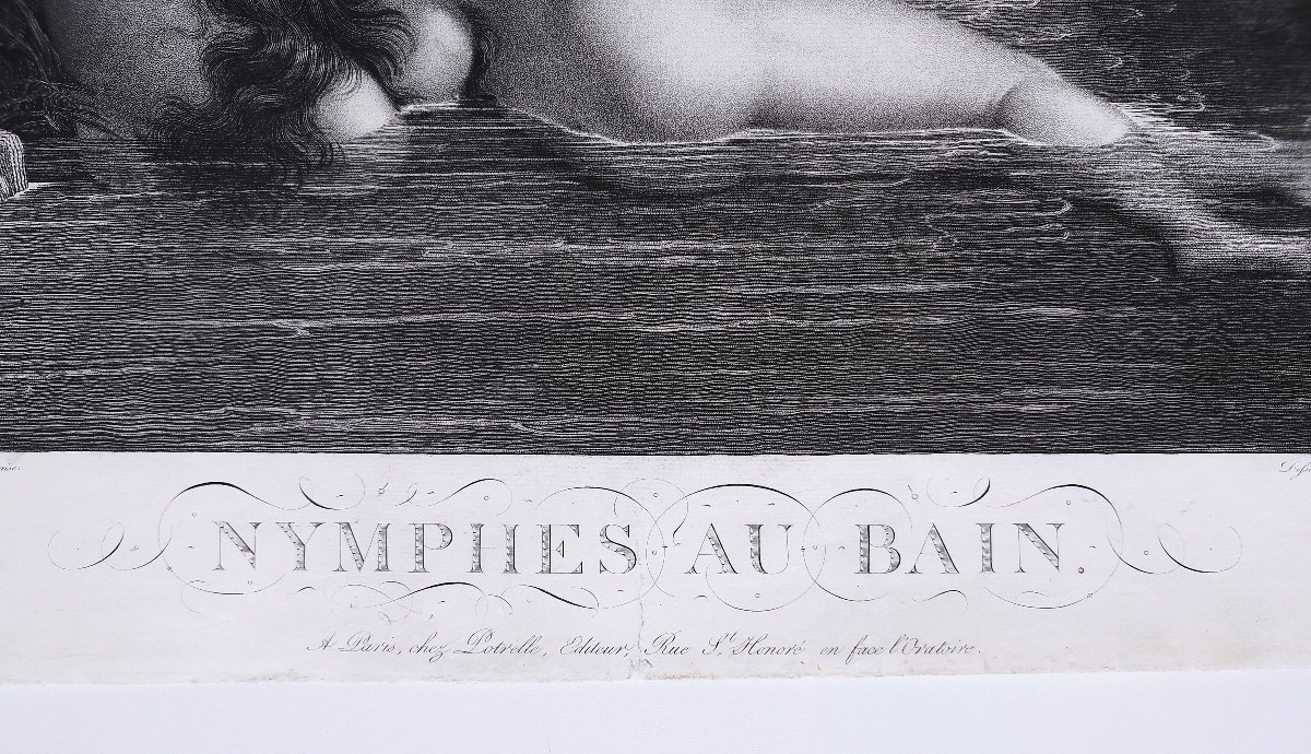 Nymphs Leda And The Swan: An Antique Engraving By Desnoyers, After Guillon Lérhière Etching -photo-4