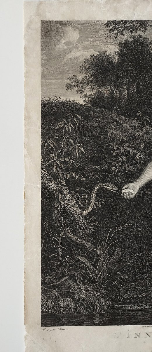 Gravure allégorique l'Innocence par Bervic d'après Leonor Mérimée XVIIIème-photo-4