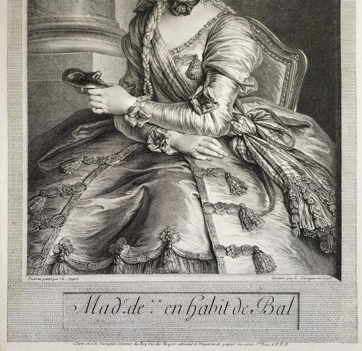 Charlotte Gaucher De Mouchy Countess D’hérouville 18th-c Etching By Louis Surugue, After Coypel-photo-4
