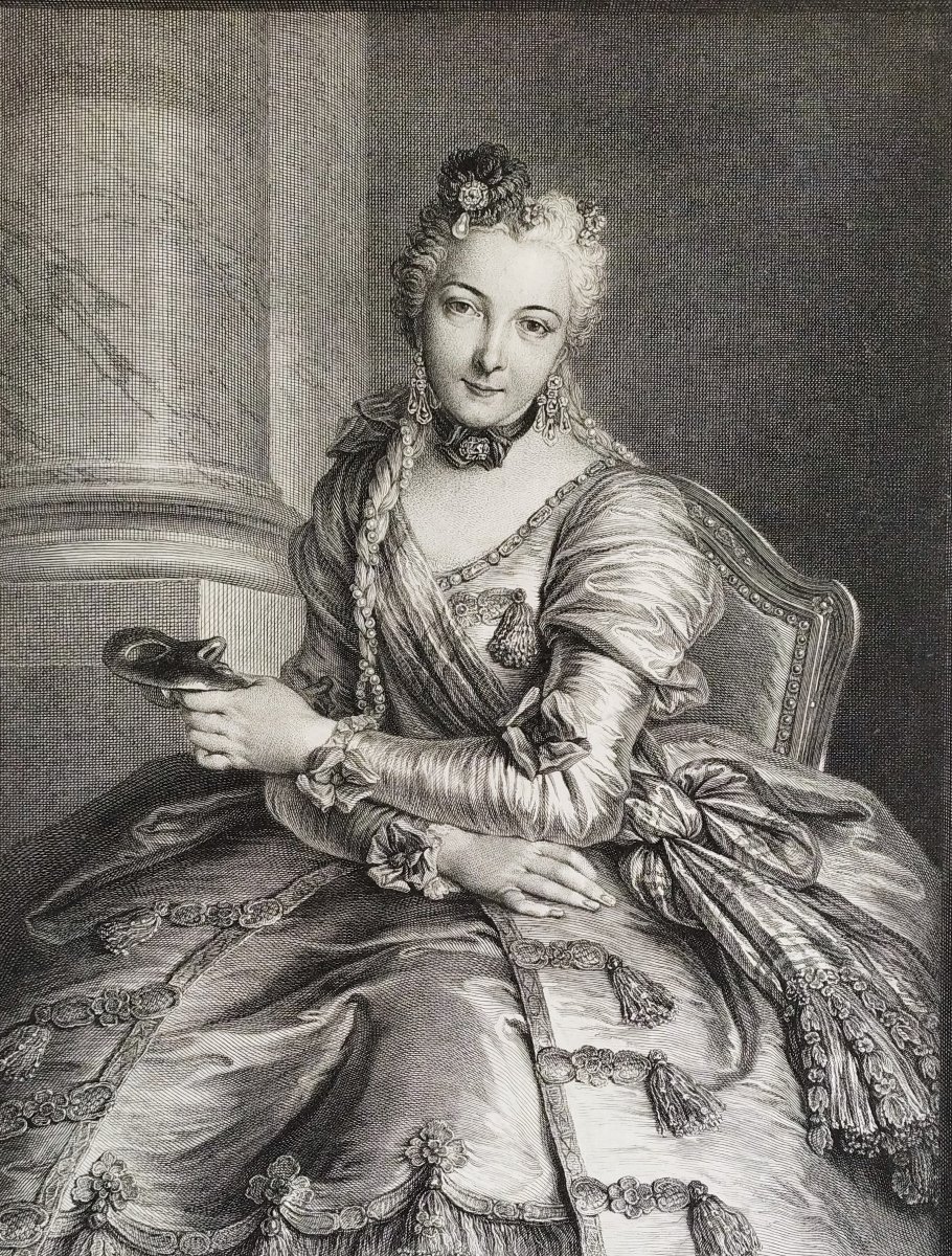 Charlotte Gaucher De Mouchy Countess D’hérouville 18th-c Etching By Louis Surugue, After Coypel-photo-1