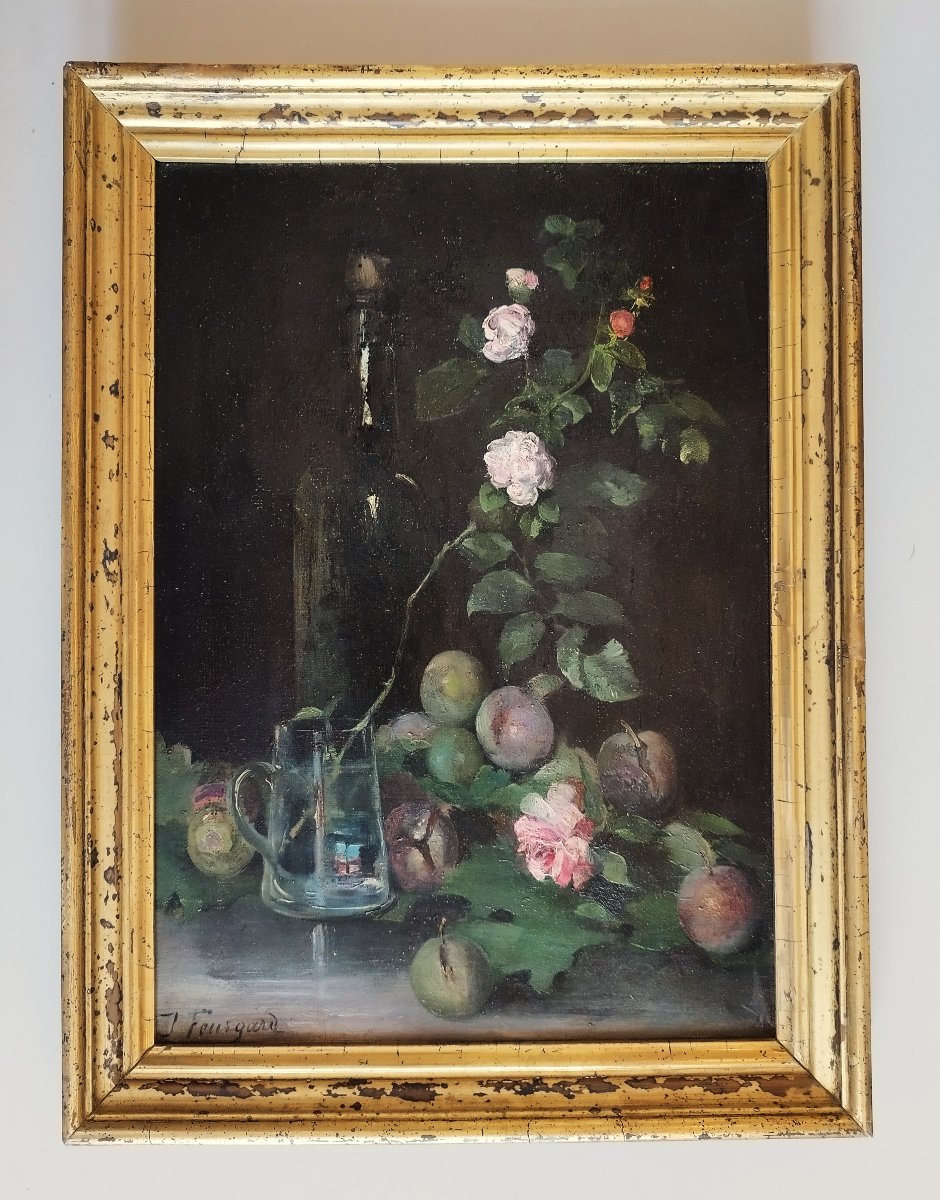 Julie Delance-feurgard, Still Life With Flowers And Fruit, Oil On Canvas-photo-2