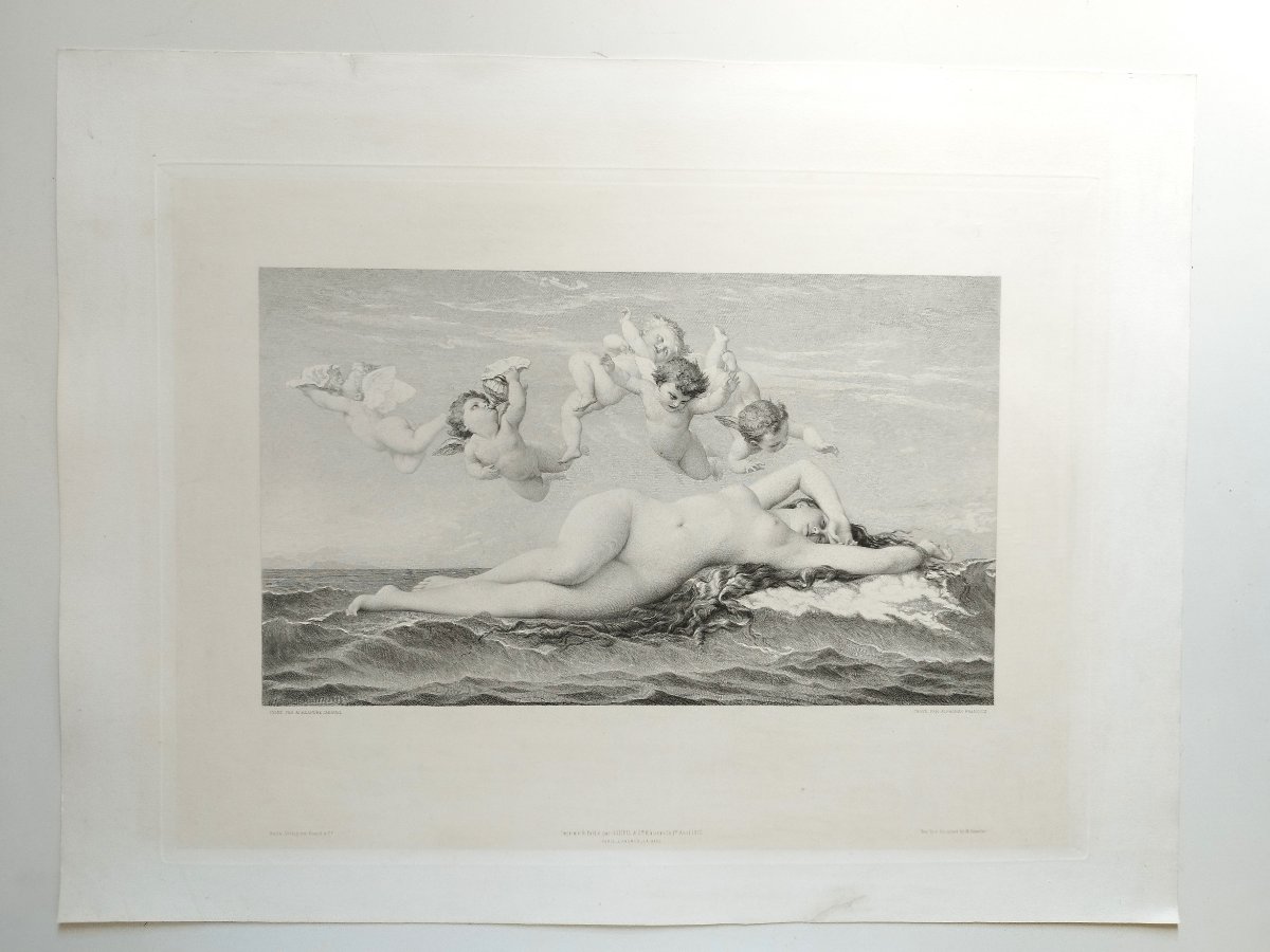 Antique Mythological Engraving Of Venus, After Cabanel, 19th C Etching Old Print-photo-2