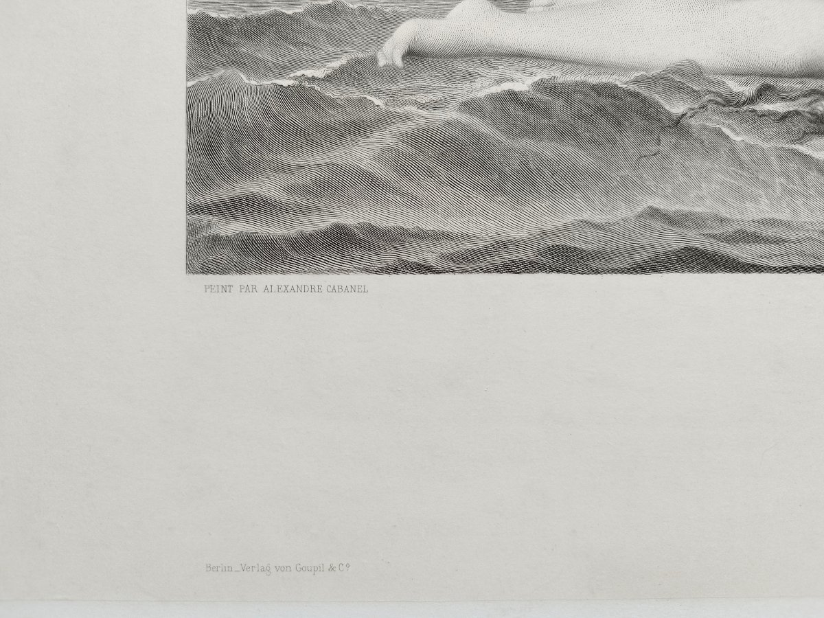 Antique Mythological Engraving Of Venus, After Cabanel, 19th C Etching Old Print-photo-4