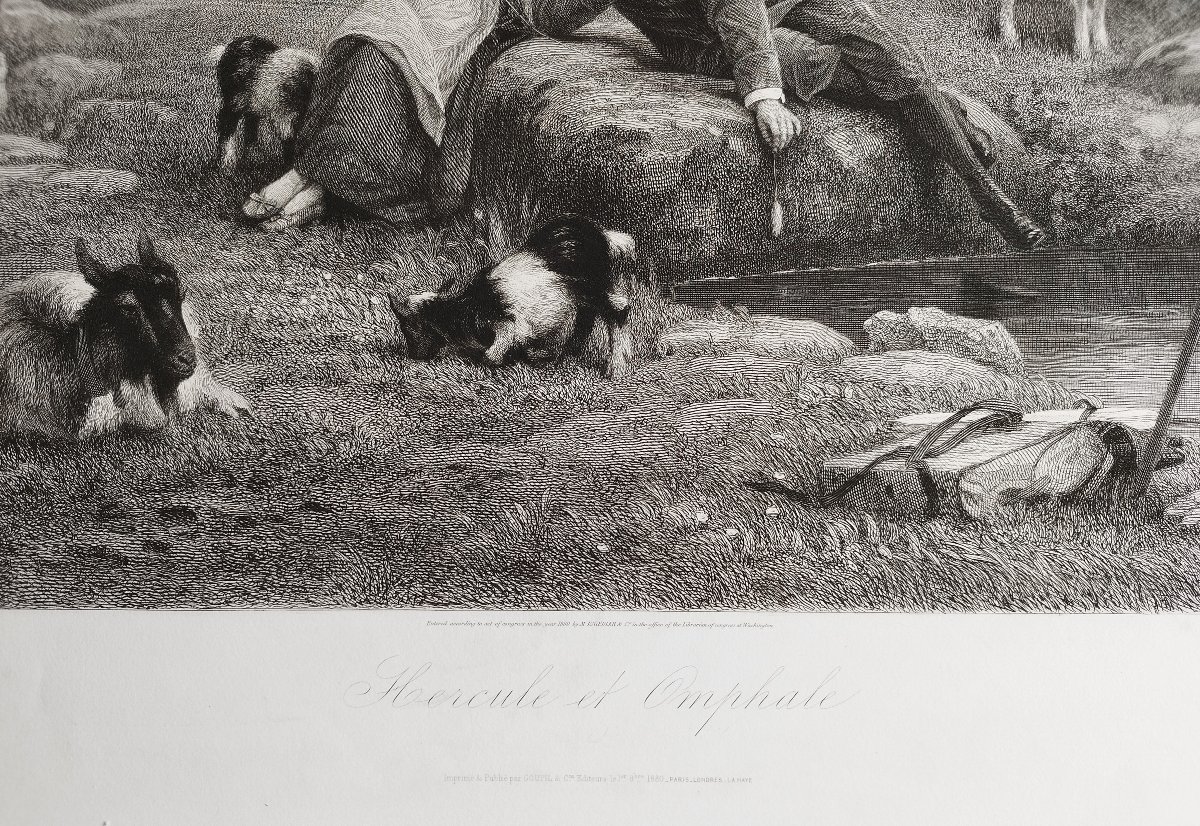 Grande gravure scène de genre d'après Rudaux 19ème  -photo-3