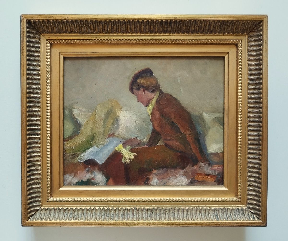 Oil Painting Portrait Of A Lady 20th C-photo-1