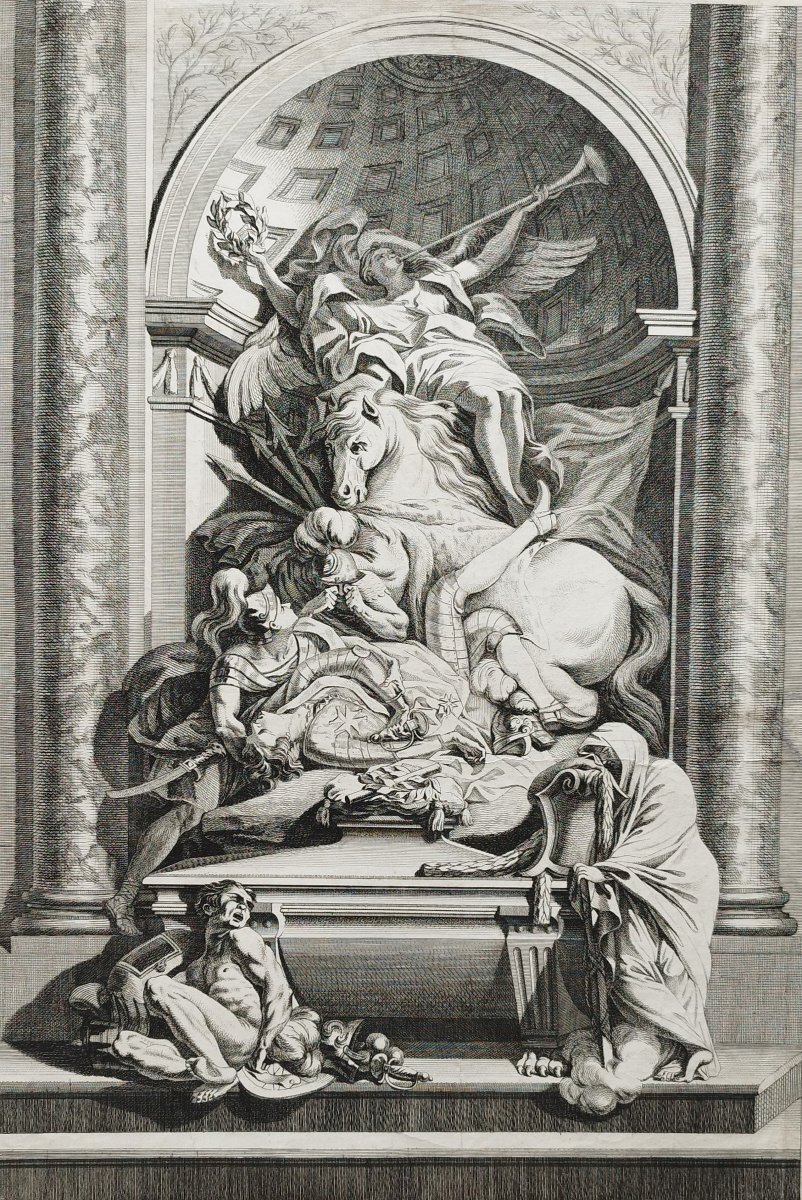 Projet de tombeau gravure par Floding Per Gustac d'après Challe XVIIIème-photo-1