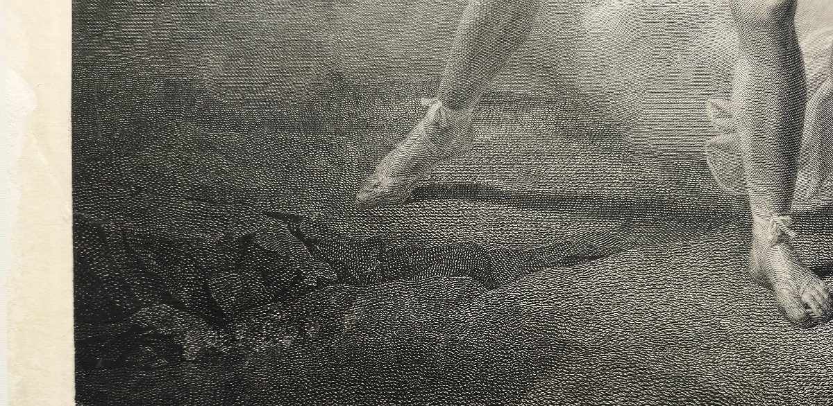Etching Orpheus And Eurydice Mythological Engraving After Drolling, 19th Century Old Print-photo-4