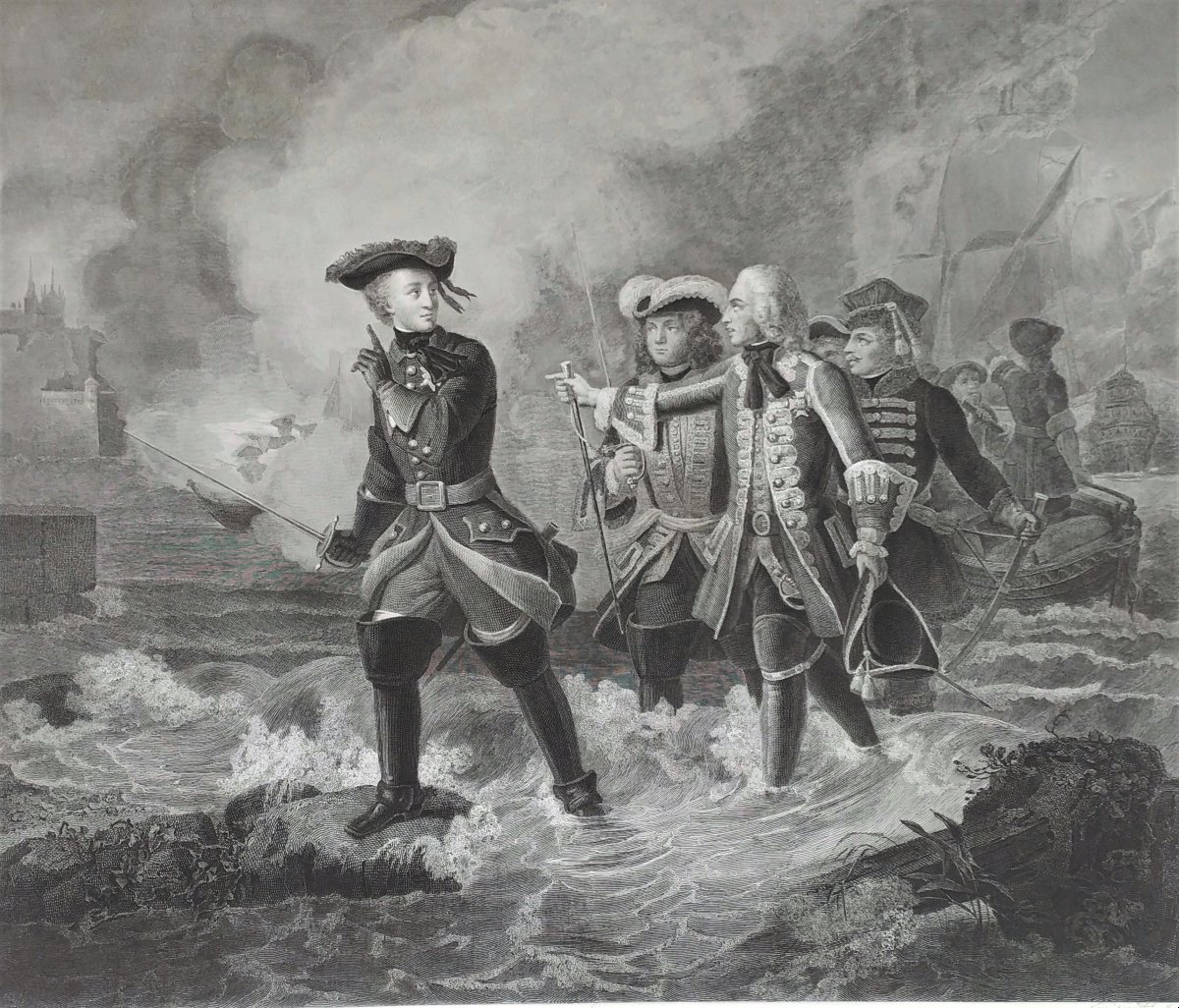  Grande Gravure Bataille Carl De Suède Charles XII d'après Schnetz 19ème-photo-4
