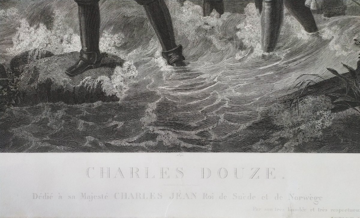  Grande Gravure Bataille Carl De Suède Charles XII d'après Schnetz 19ème-photo-2
