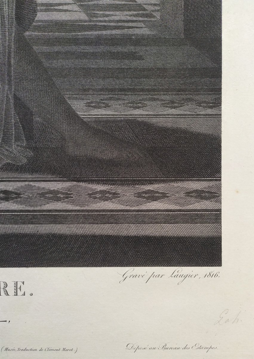 Héro Et Léandre Gravure Mythologique Néoclassique  d'Après Delorme 19ème-photo-2