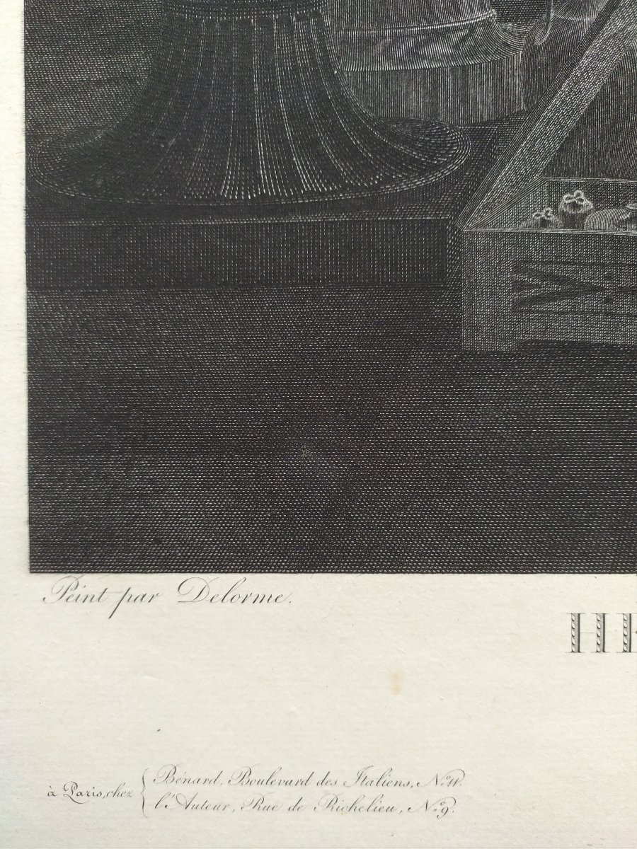 Héro Et Léandre Gravure Mythologique Néoclassique  d'Après Delorme 19ème-photo-3