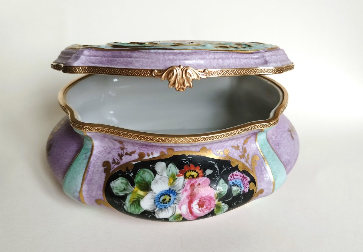 Grande boîte à bijoux en porcelaine, peinte à la main-photo-2