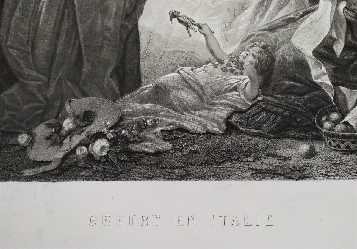 Etching Grétry In Italy Engraving After Faustin Besson, 19th C Old Print-photo-3