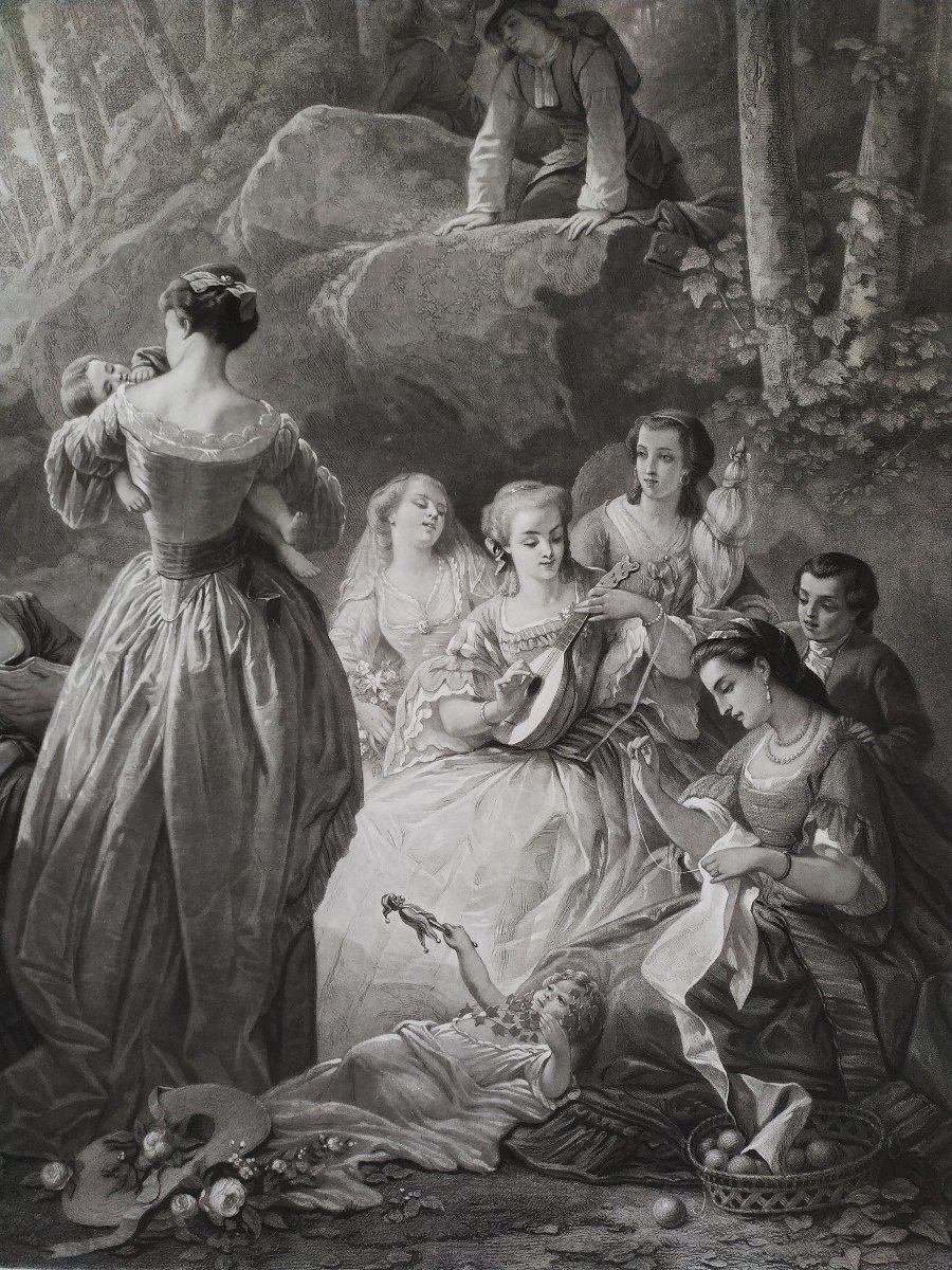 Etching Grétry In Italy Engraving After Faustin Besson, 19th C Old Print-photo-3