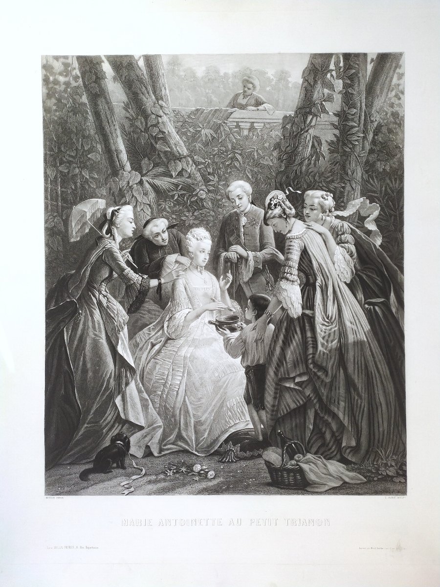  Marie Antoinette Au Petit Trianon Gravure XIXème d'apres Faustin Besson-photo-2
