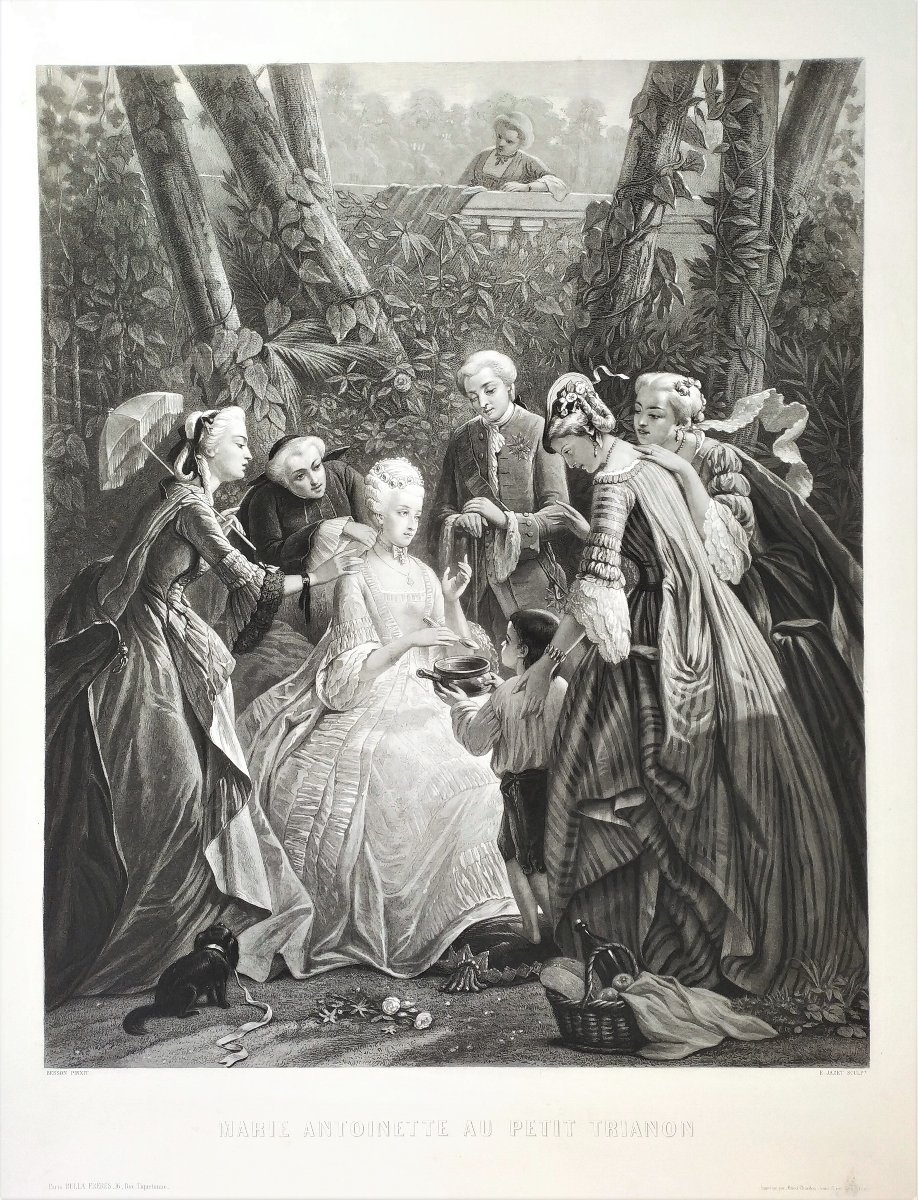 Marie Antoinette Au Petit Trianon Gravure XIXème d'apres Faustin Besson-photo-3