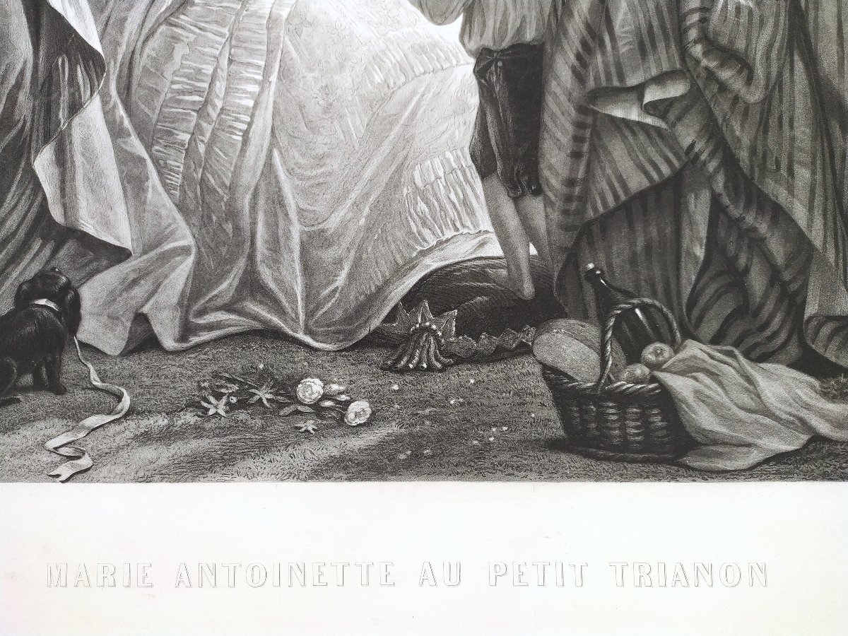  Marie Antoinette Au Petit Trianon Gravure XIXème d'apres Faustin Besson-photo-1