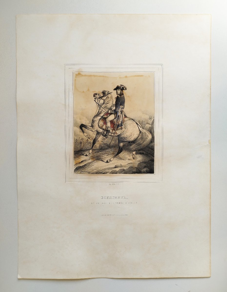 Bonaparte, Général  lithographie en couleurs XIXème par Janet Lange-photo-2