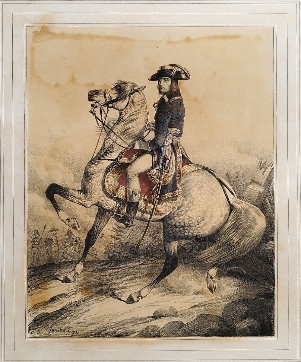 Bonaparte, Général  lithographie en couleurs XIXème par Janet Lange-photo-1