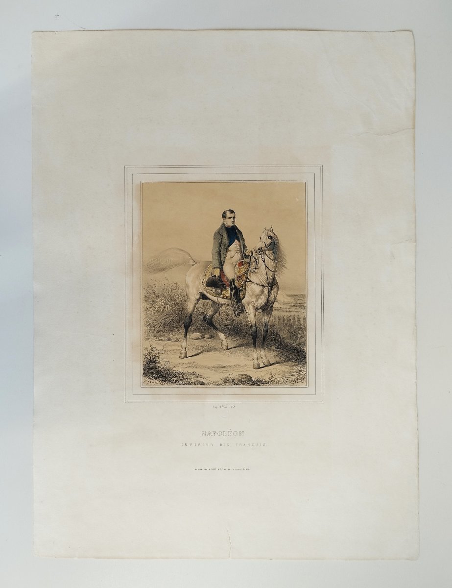 Napoléon Empereur  lithographie en couleurs XIXème par Janet Lange-photo-2