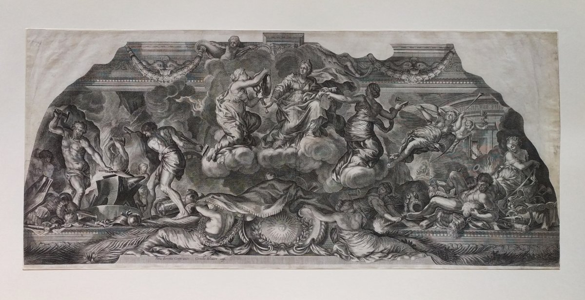 17th Century Greek Mythology, Mythological Etching Project Of Ceiling By Pierre De Cortona-photo-7