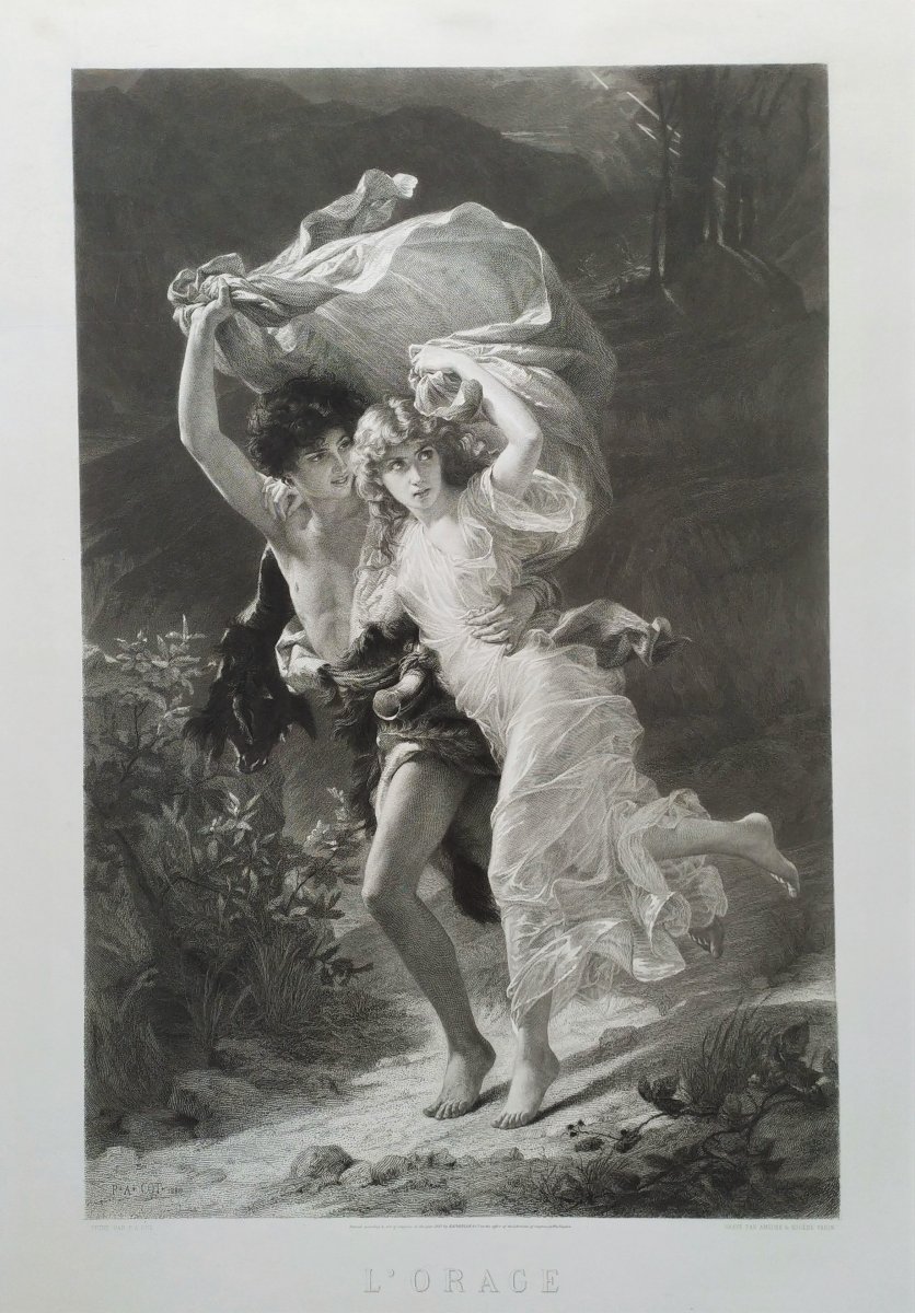 Gravure Néo-classique 19ème l'Orage Ou Daphnis Et Chloé Par Amédée Varin -photo-2