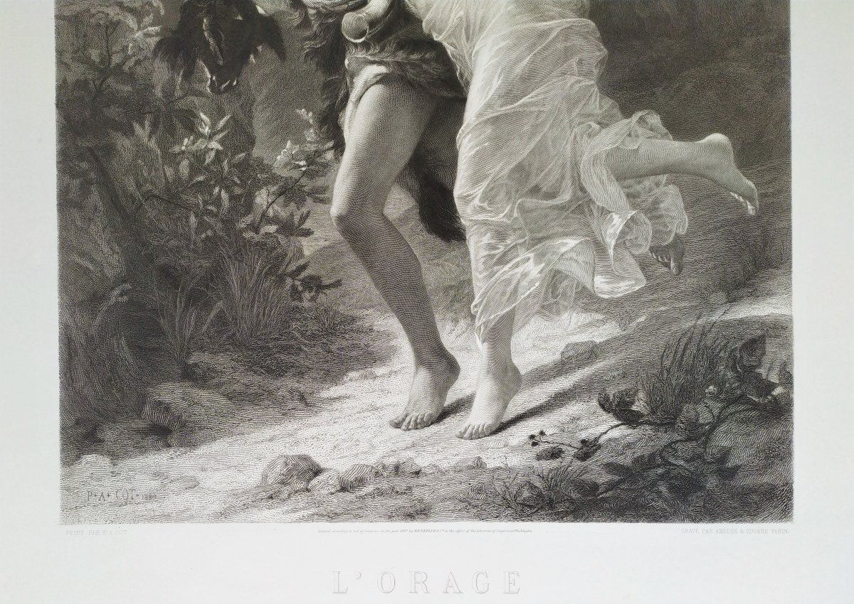Gravure Néo-classique 19ème l'Orage Ou Daphnis Et Chloé Par Amédée Varin -photo-2