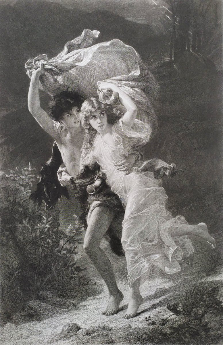 Gravure Néo-classique 19ème l'Orage Ou Daphnis Et Chloé Par Amédée Varin -photo-7