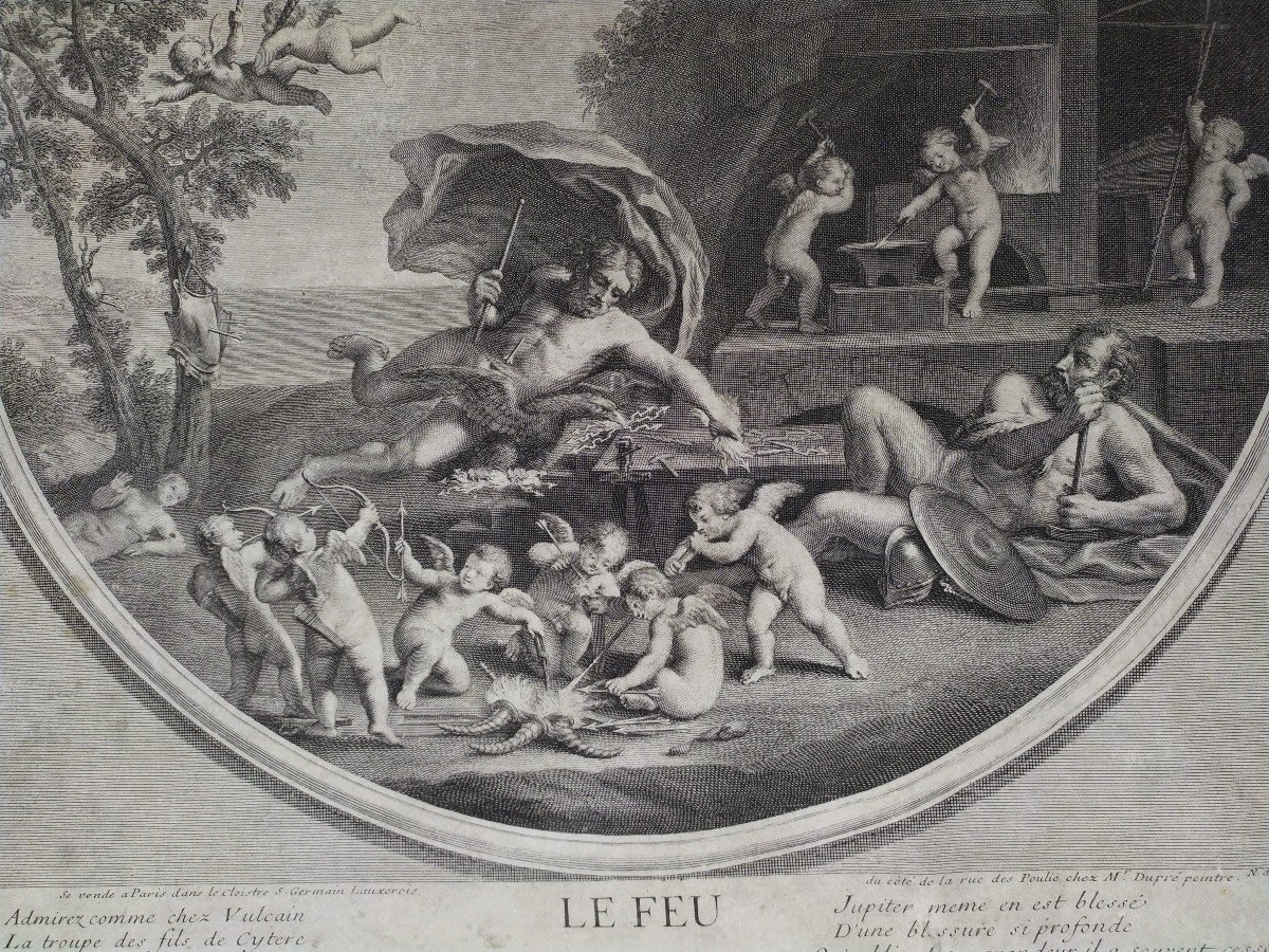 Gravures Mythologiques 18ème : l'Air le Feu la Terre-photo-3