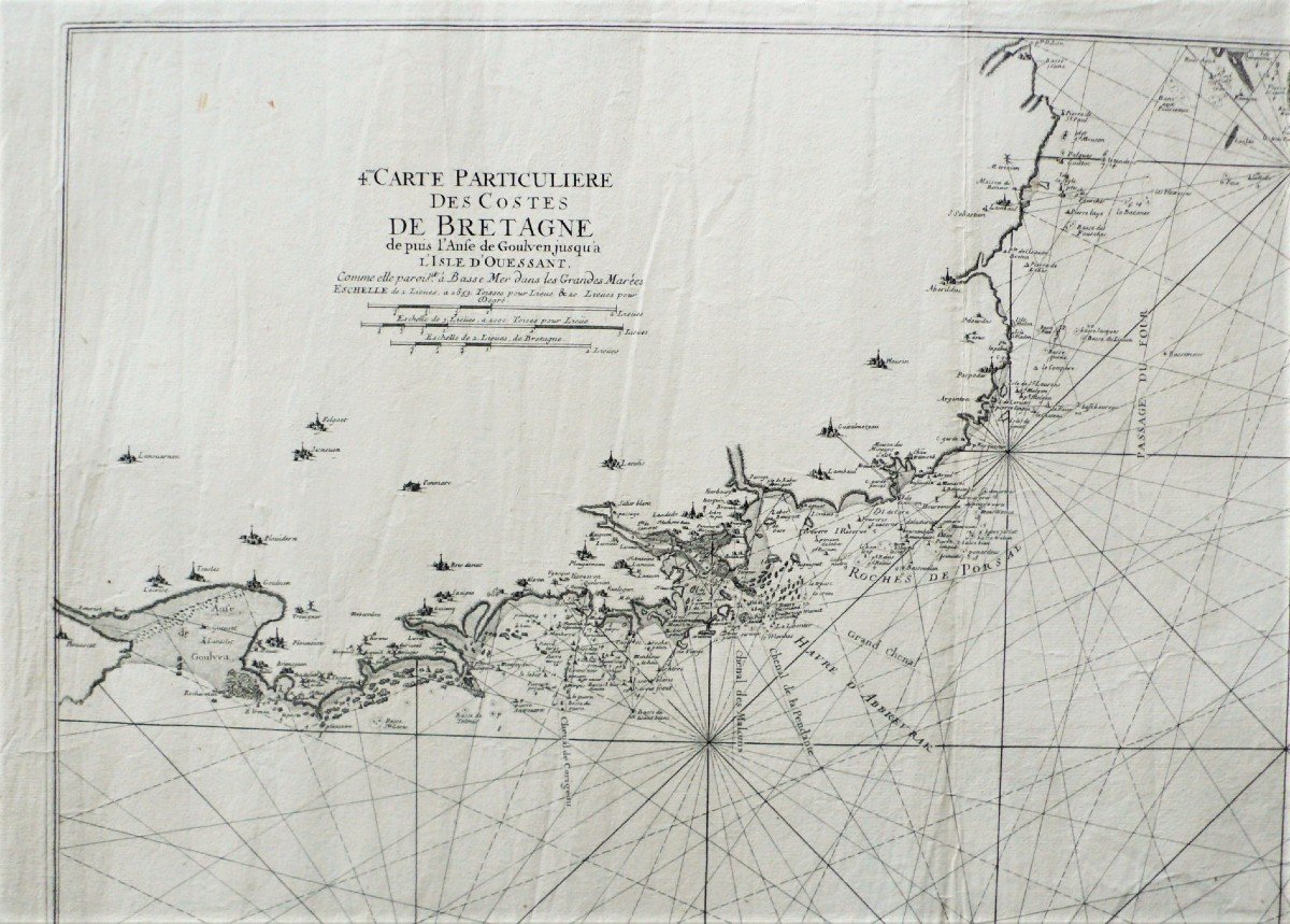 Carte Geographique Et Marine Des Côtes De Bretagne l'Anse De Goulven l'Isle d'Ouessant 18ème-photo-1