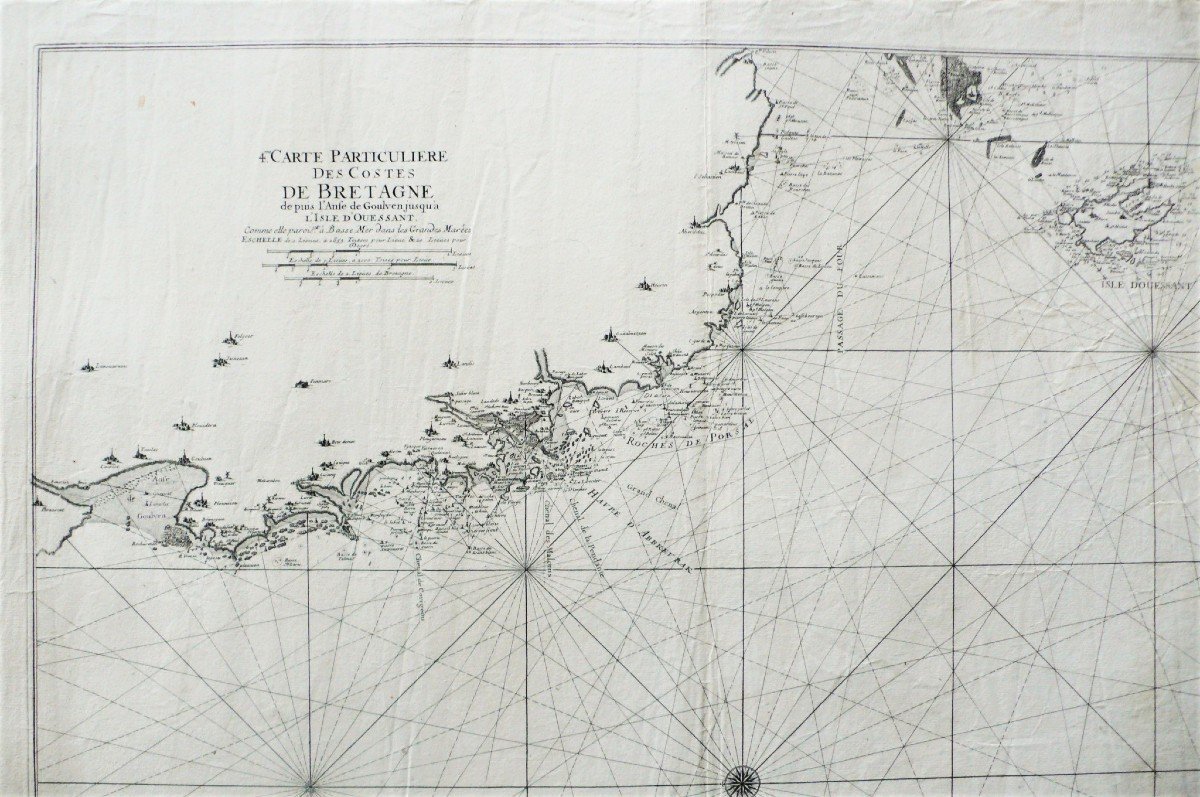 Carte Geographique Et Marine Des Côtes De Bretagne l'Anse De Goulven l'Isle d'Ouessant 18ème-photo-2