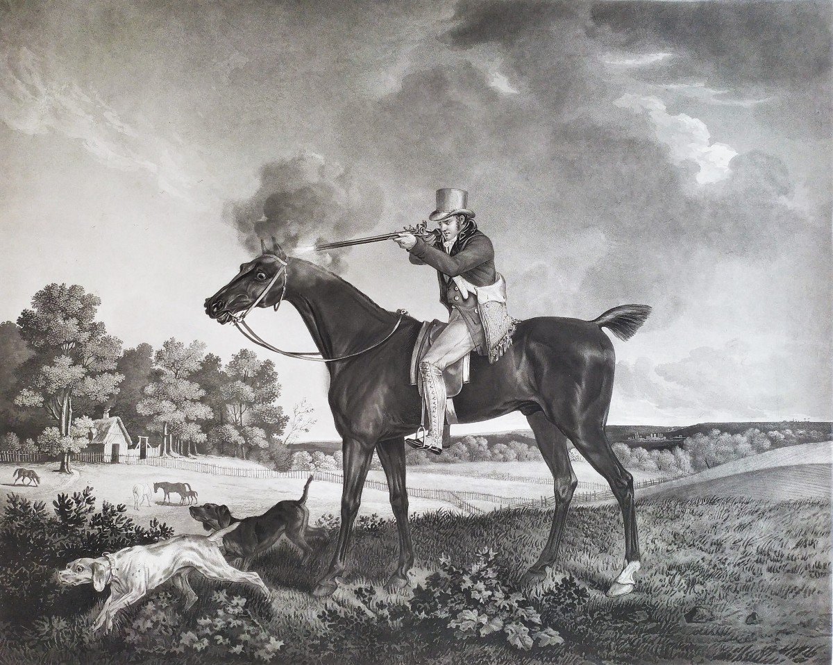 Hunting Arabian Horse Etching The Hunter By Pulling After Vernet-photo-4
