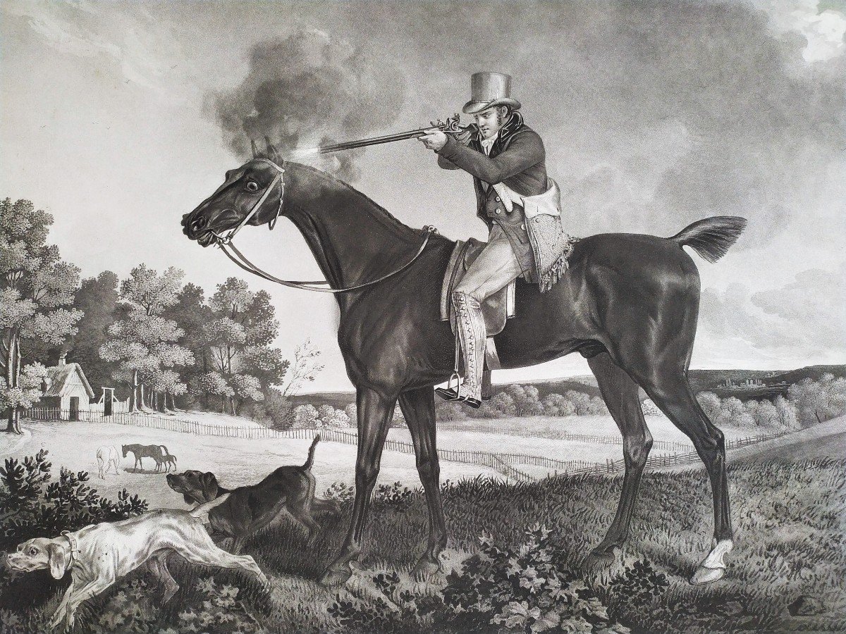 Hunting Arabian Horse Etching The Hunter By Pulling After Vernet-photo-3
