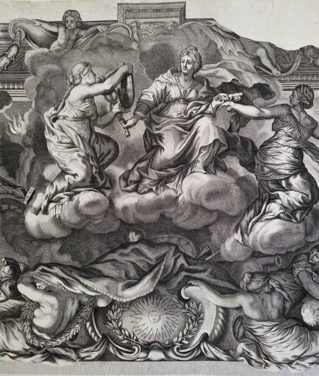 Barberini Palace Ceiling  Frescoes Engraved By Giacomo De Rossi After Cortona Pair Engravings-photo-4