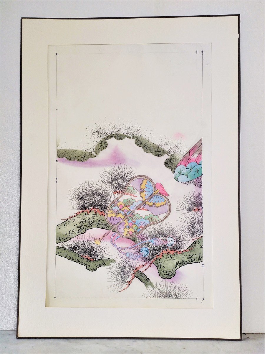 Japan Drawing Watercolour And Ink Pattern For Kimono Japanese Art-photo-4