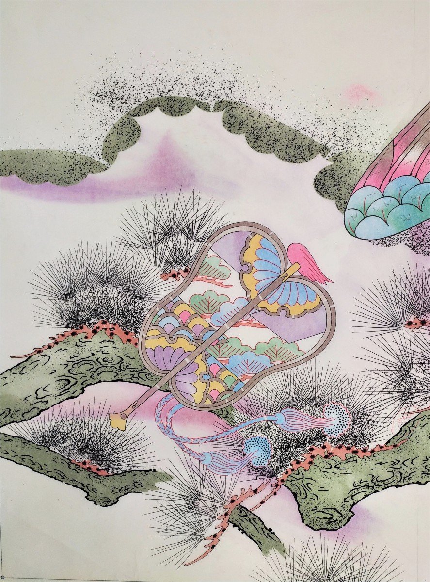 Japan Drawing Watercolour And Ink Pattern For Kimono Japanese Art-photo-3