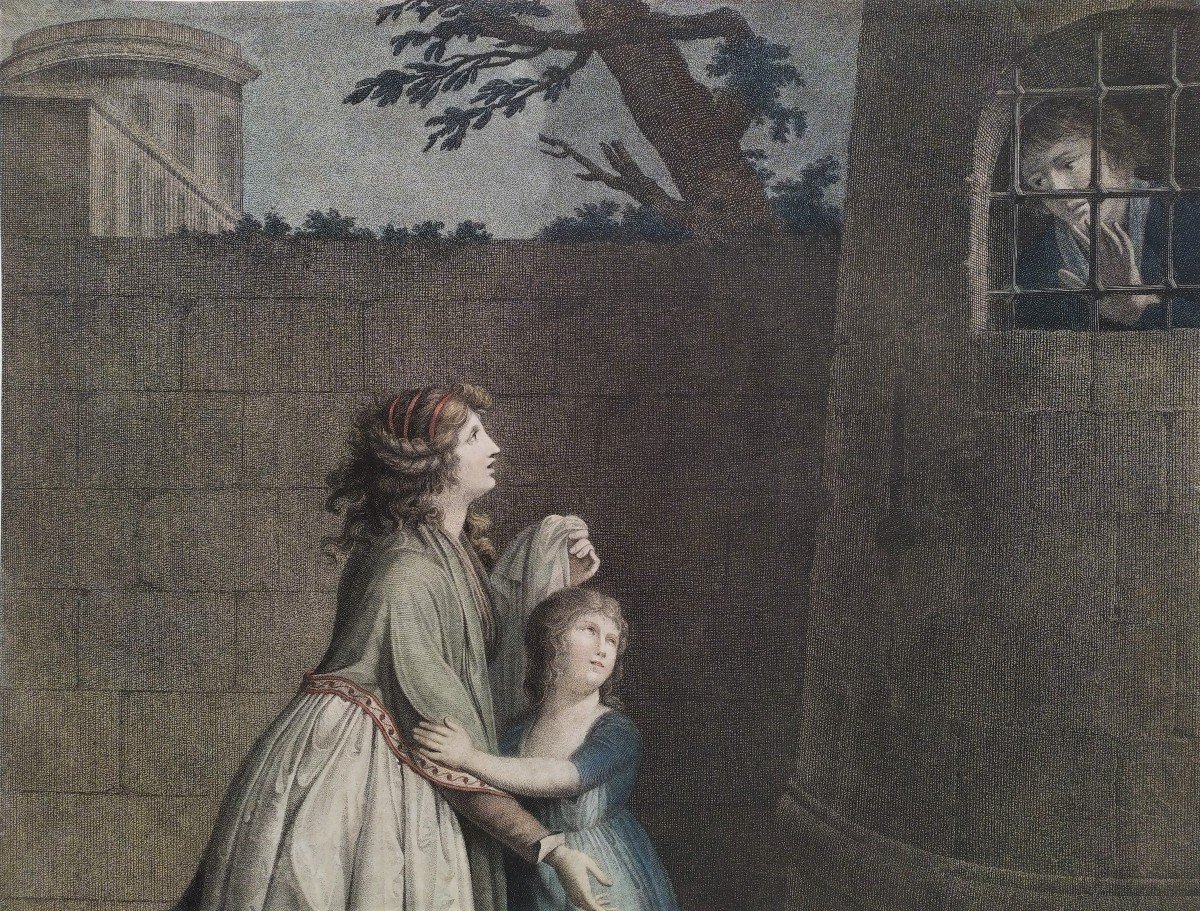 Gravure Aquarellée d'Après Boilly La Separation Douloureuse-photo-3