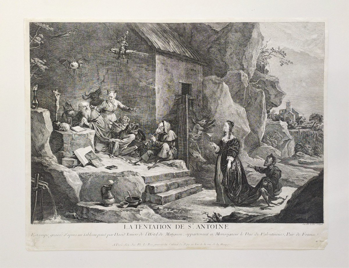 Gravure La Tentation De Saint-antoine Gravé Par Jacques Philippe Le Bas -photo-2