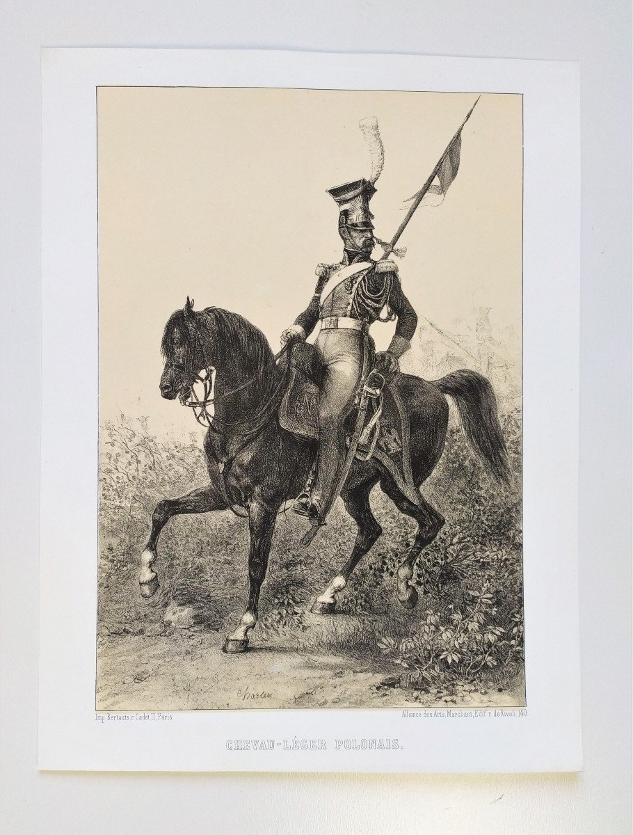 Cavalier Militaire à Cheval Lithographie Par Charlet-photo-2