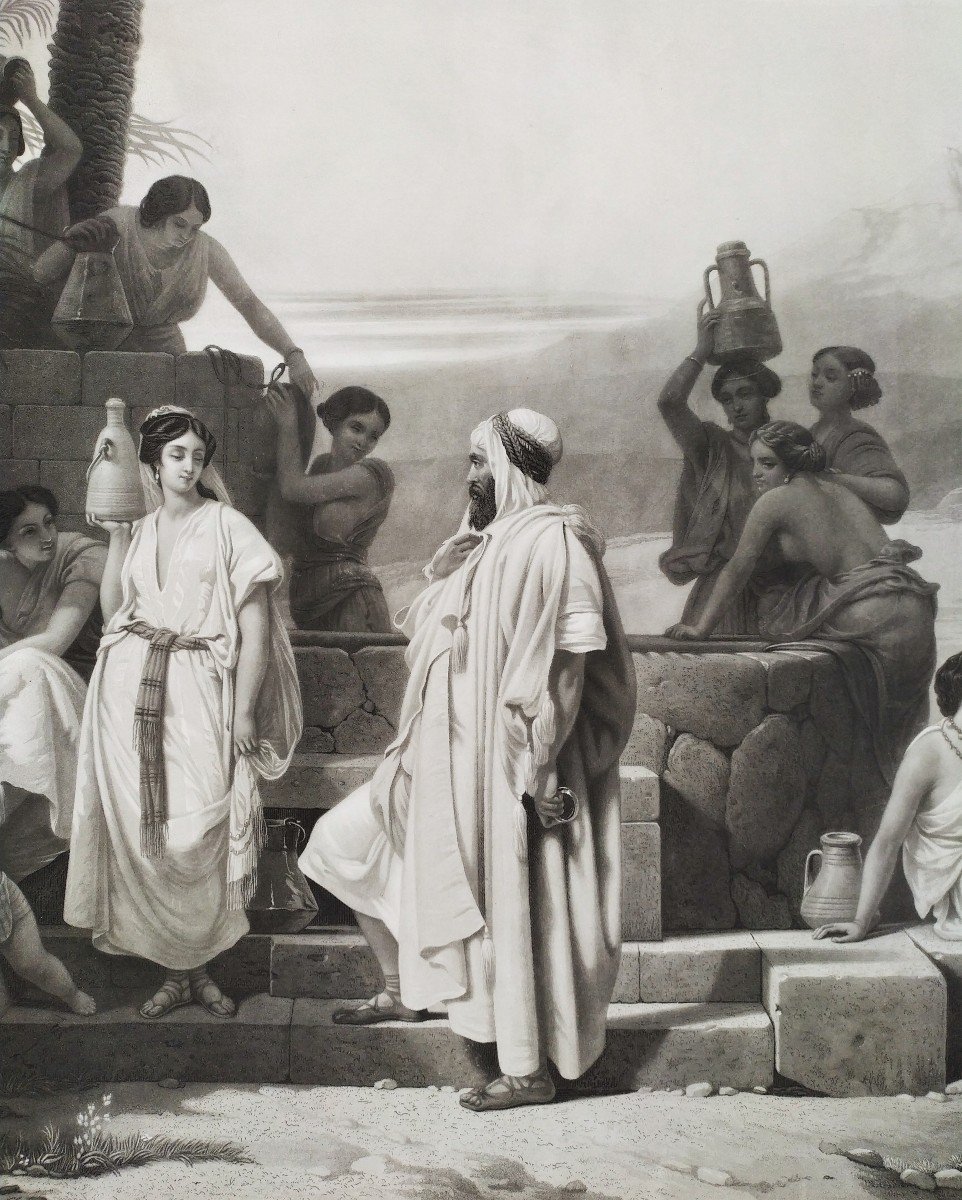 Orientalist Etching Rebecca And Eliezer 19th C. Engraving-photo-2