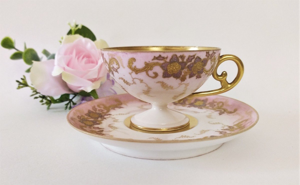 Tasse Et Soucoupe En Porcelaine Ancienne-photo-2