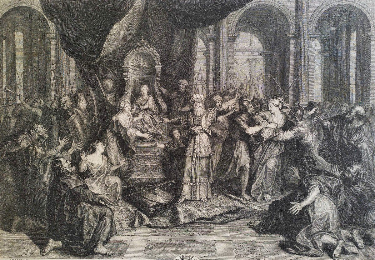Etching Biblical Scene Engraving By Audran 18th C-photo-2
