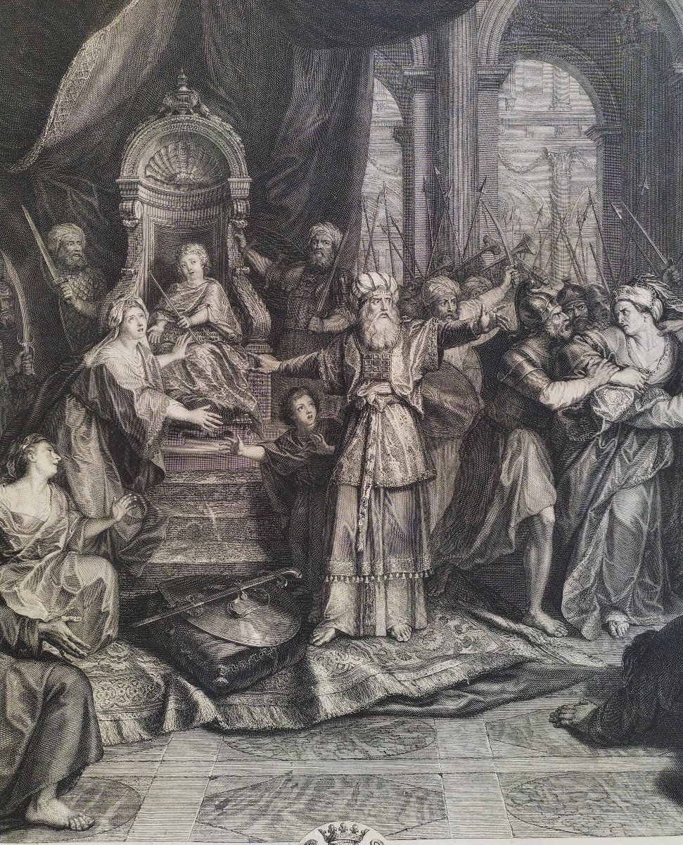 Etching Biblical Scene Engraving By Audran 18th C-photo-3