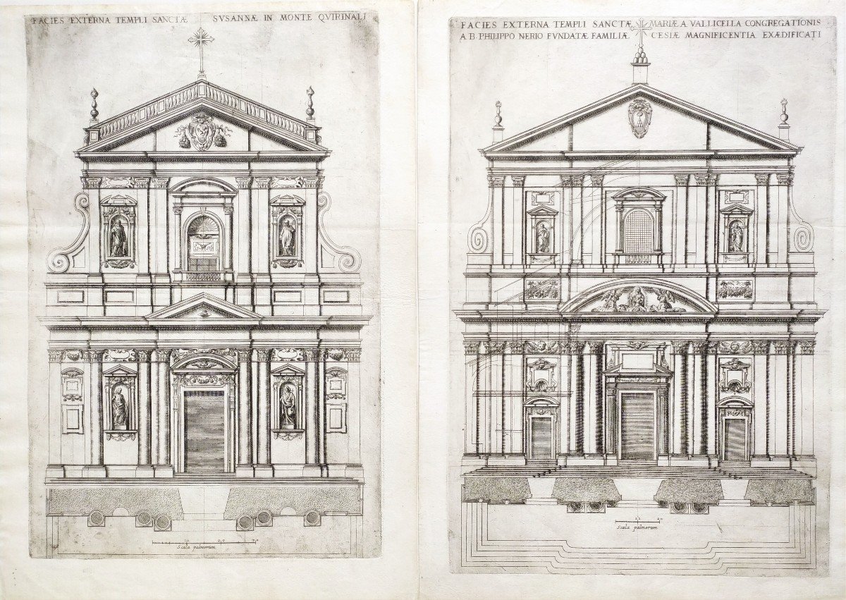 Paire De Gravures  architecture XVIIème Rome