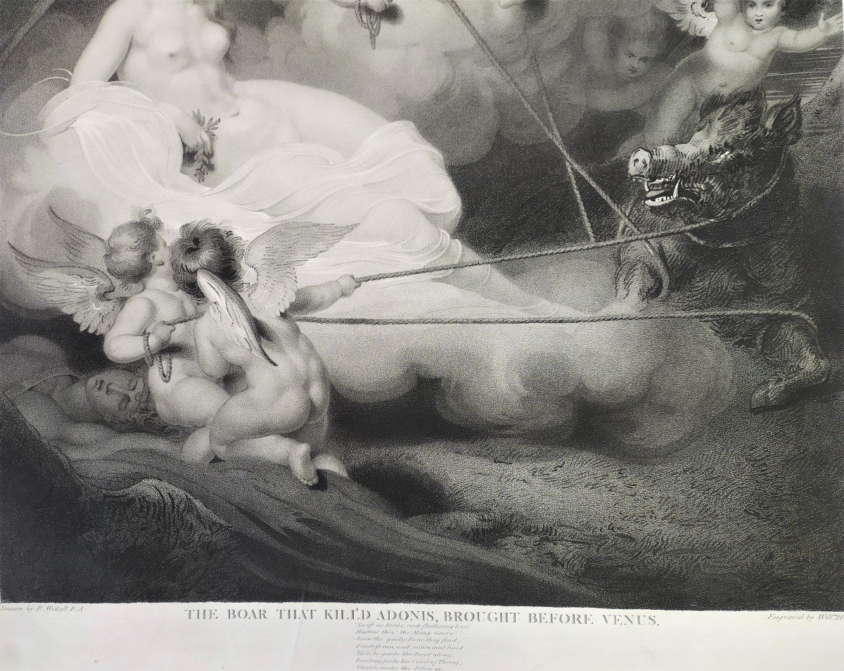 Gravure Mythologique Epoque Empire Venus Et Adonis -photo-4