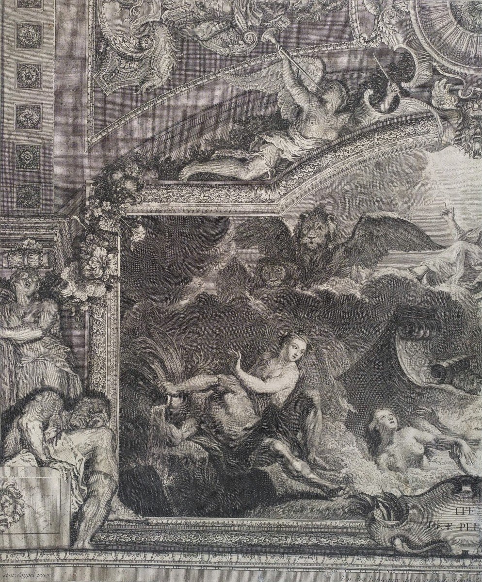  Gravure  mythologique XVIIIe Par Beauvais d'Après Coypel-photo-4