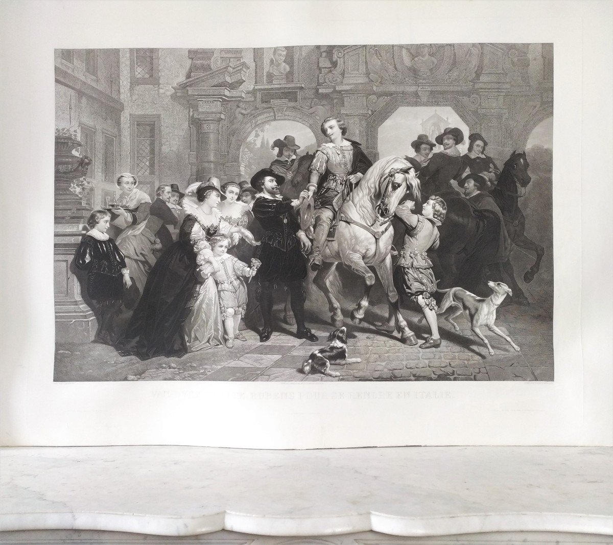 Van-dyck Et Rubens  Grande Gravure 19ème d'Après Peintre Belge Nicaise De Keyser-photo-2